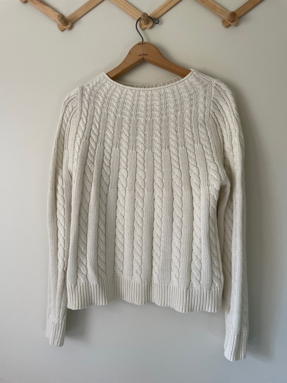 Joe Fresh Cream Cable Knit Crewneck Sweater, size M